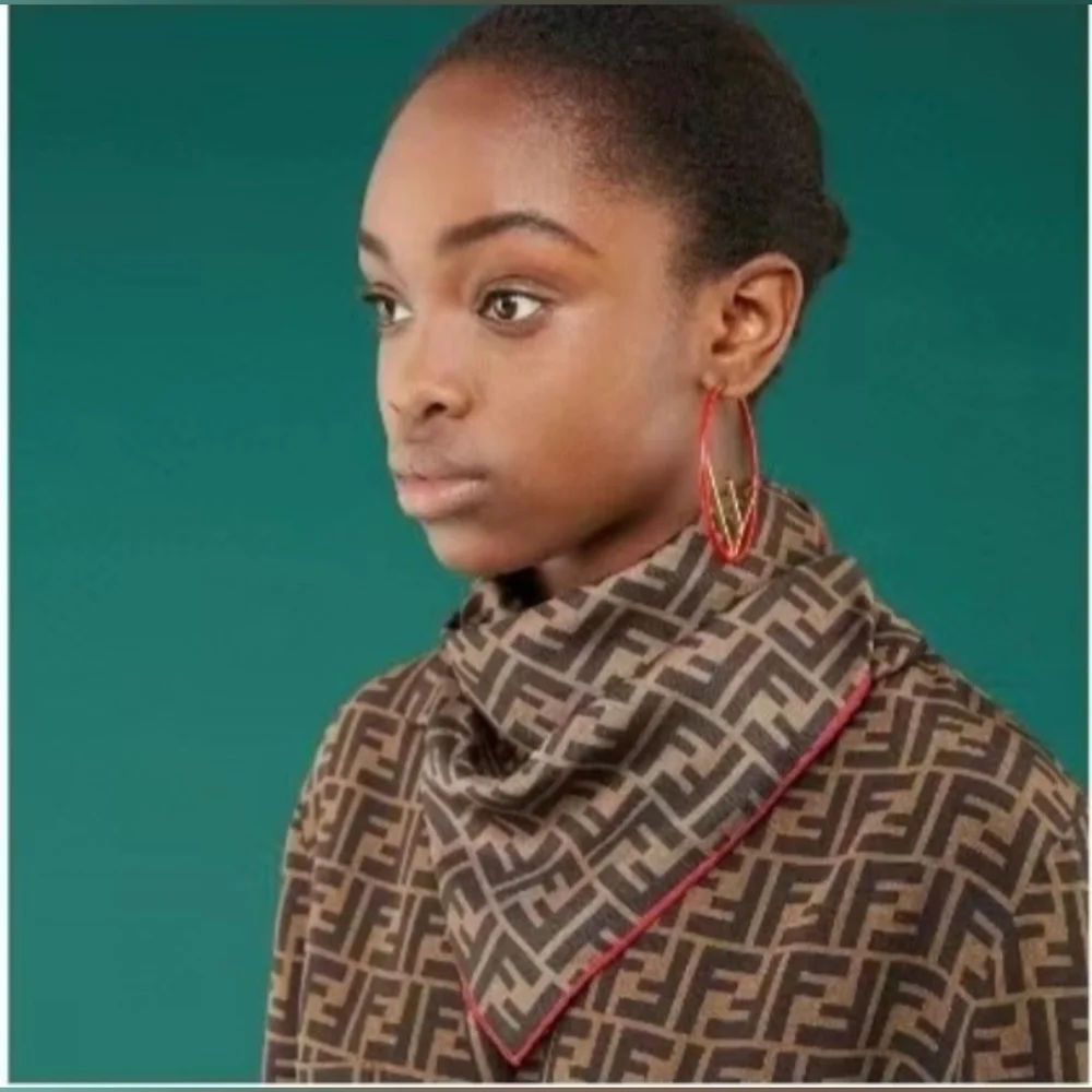 Brown and Black Patterned Scarf